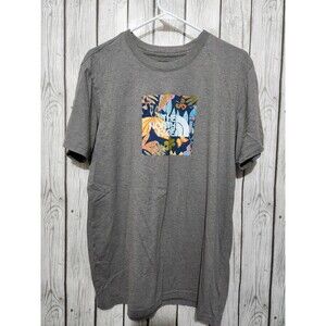 The North Face T-Shirt Tee Men's Large Wanderer Floral Box Dark Gray Athletic